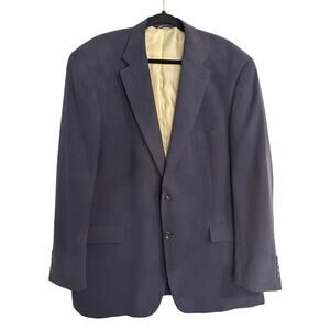 Alan Flusser Blue Silk Two Button Front Single Breasted Sports Jacket Size 48L